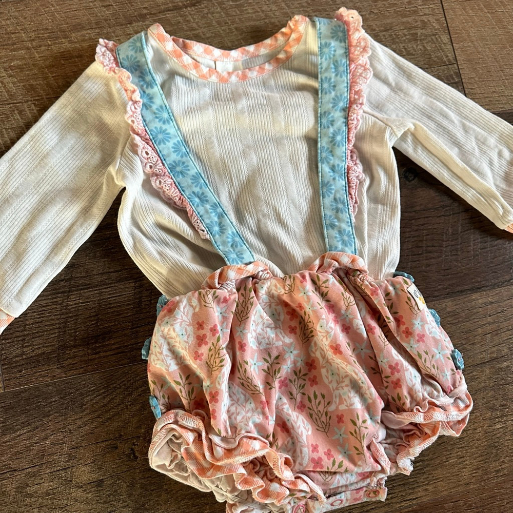 Baby Wild Flowers Overalls 24 Months White Pink Floral